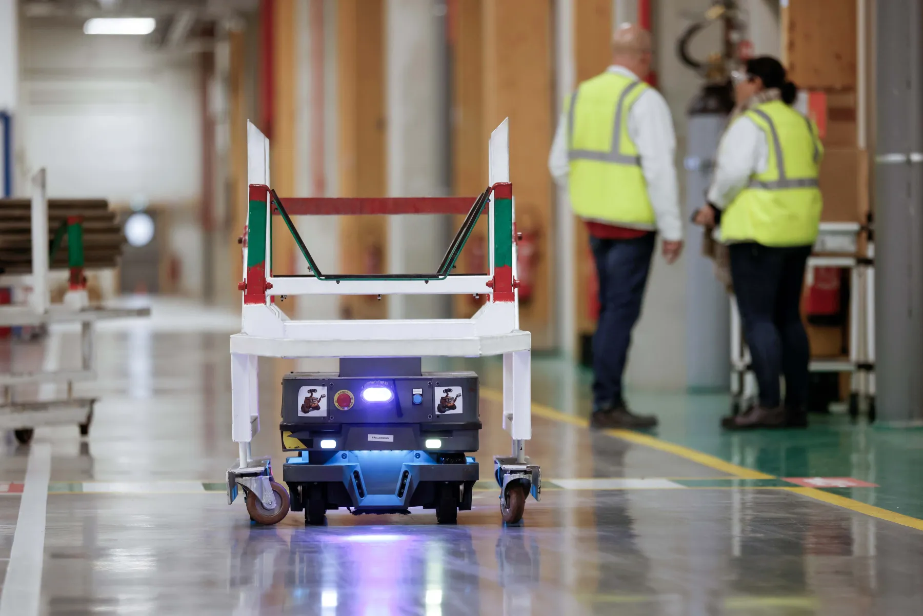 Automated carrier on wheels in plant